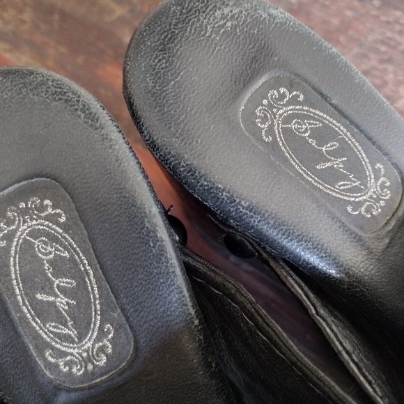 Salpy Black Leather Studded Open Toe Wedge Mules Size 9 - Picture 6 of 11